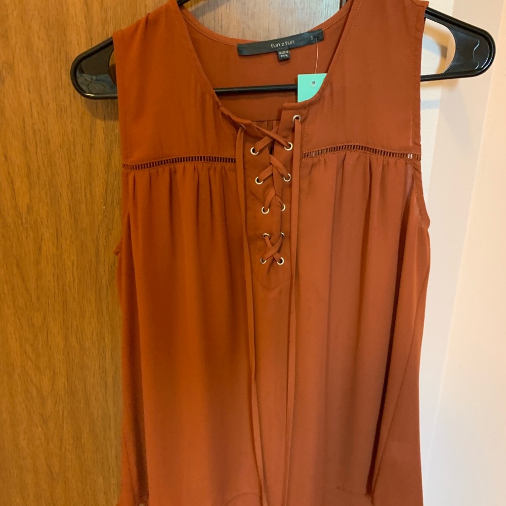 Sleeveless Burnt Orange Blouse